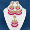 Kundan Pink Bead Jewelry Set Kundan Pendent and Earring Set