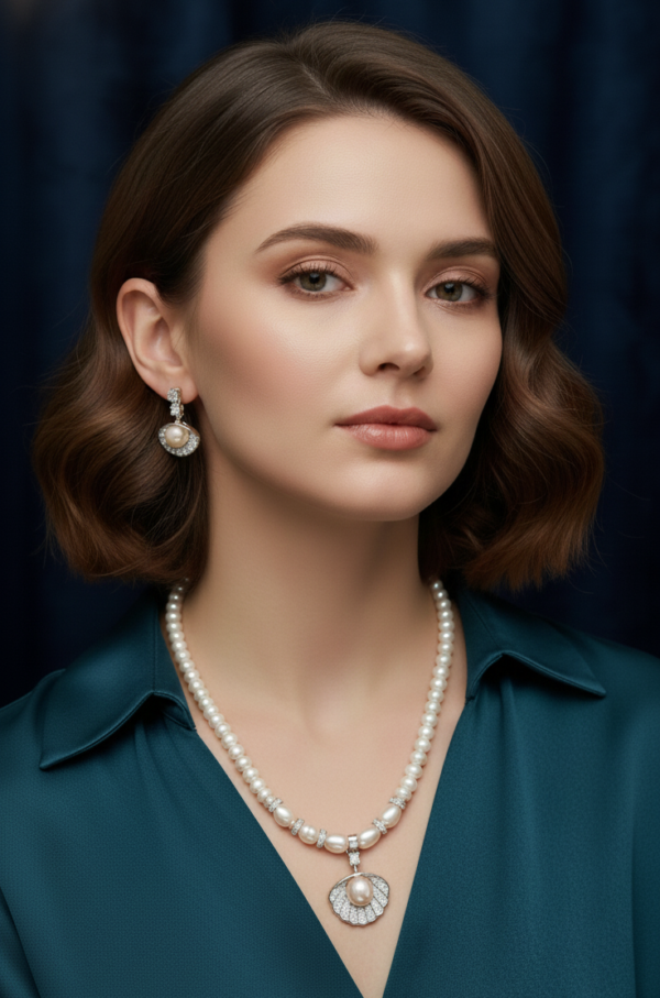 WHITE SEASHELL PEARL NECKLACE SET WHITE SEASHELL PEARL NECKLACE SET